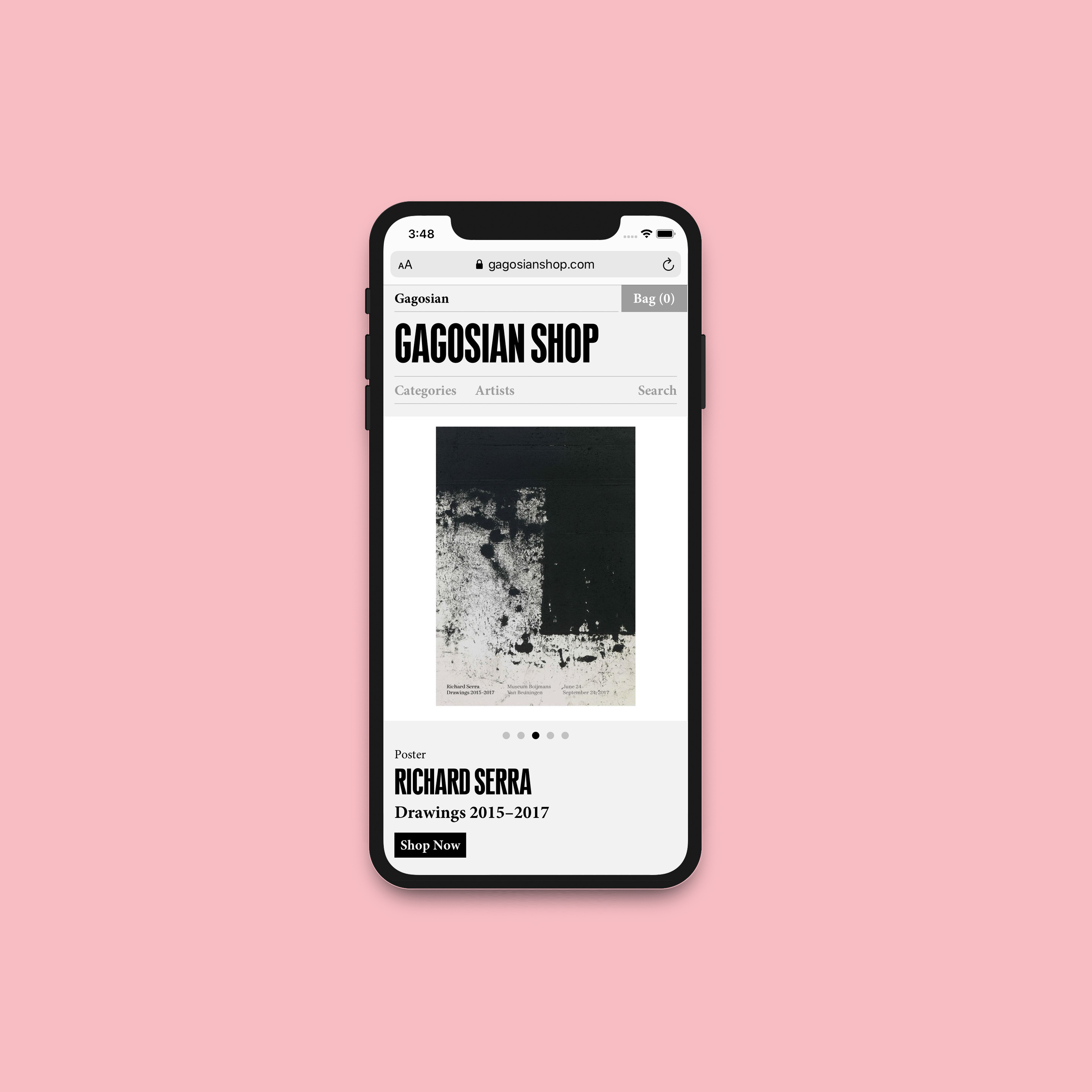 A screenshot of the Gagosian Shop website